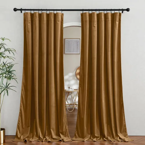 Vista 8 de RYB HOME Cortinas opacas de terciopelo para dormitorio, aislamiento térmico, privacidad, luz solar, bloqueo de calor, cortinas lujosas con bolsillo