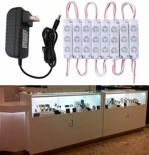 Vista 3 de Tienda de luces LED de exhibición de 60 luces LED de 12 V 40 LM/chip impermeable luz blanca con lente de proyecto para almacenar lámparas