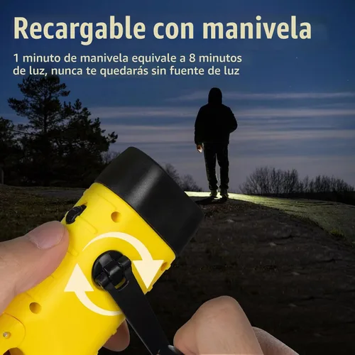 Vista 5 de SEANCHEER Linternas solares de manivela, linterna LED compacta de emergencia, linterna de supervivencia de mano, linterna de dinamo de mosquetón