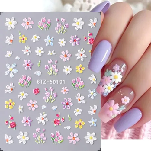 Vista 8 de Calcomanías de arte de uñas de corazón de San Valentín, calcomanías de uñas blancas para el día de San Valentín, calcomanías de uñas autoadhesivas