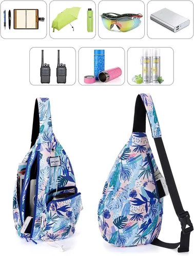 Vista 6 de HAWEE Mochila bandolera para mujer, anti-agua, ajustable inclinado