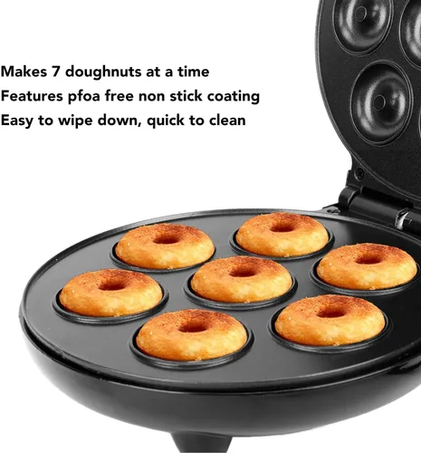 Vista 2 de Mini máquina de donas para niños, sándwich de gofres y más aperitivos, máquina eléctrica portátil para hacer donas con antiadherente para 7 donas