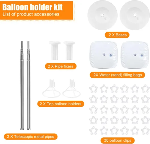 Vista 2 de Lechay - Juego de 2 soportes de columna para globos, juego de soporte ajustable para globos de 6.6 pies con base telescópica para baby shower, boda