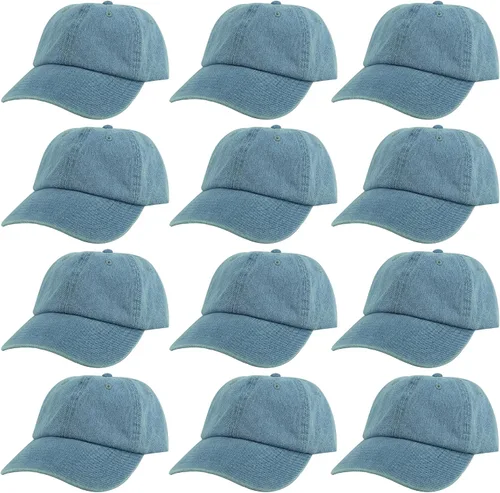 Vista 141 de Gelante Gorras de béisbol 100% algodón liso en blanco tamaño ajustable al por mayor a granel de 12