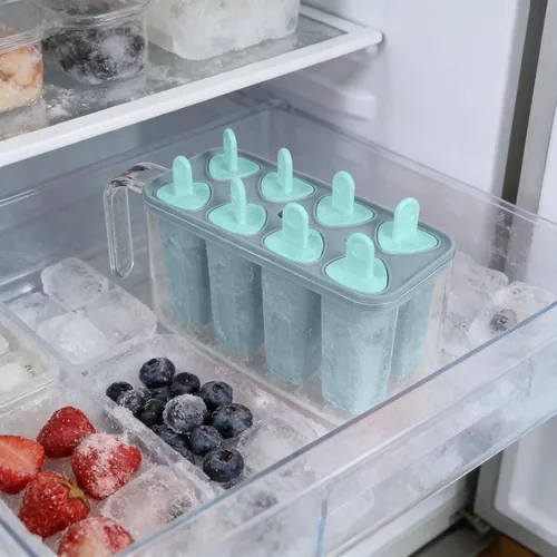 Vista 4 de 8 cavity Ice Pop Maker Mold Tray, Reusable Popsiclee Molds, Reusable Easy Release Ice Cream Container with Sticks for Yogurt Juice and DIY Chilled