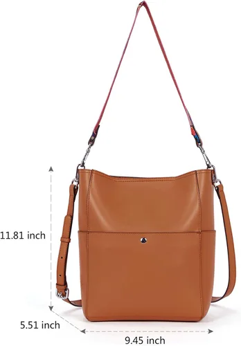 Vista 3 de BROMEN - Bolsa de mano de cuero para mujer bolso de hombro bolso bandolera