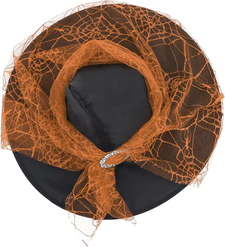 Vista 9 de American Trends Sombrero de bruja de Halloween para mujer, accesorio de disfraz de Halloween de encaje para fiesta