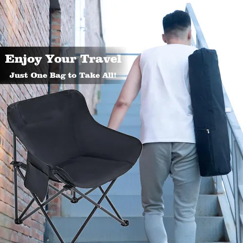Vista 5 de Silla de camping portátil – Sillas plegables de alta resistencia, plegable, resistente, plegable, ligera, compacta, para campamento al aire libre