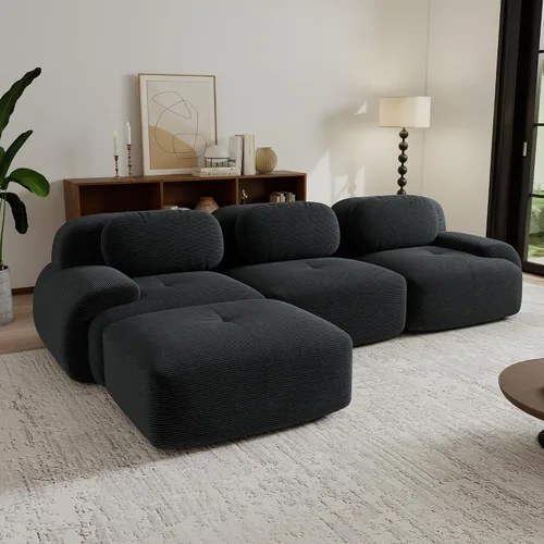 Vista 71 de Sofás seccional modular de 80" sin huesos modernos para sala de estar, juego de sofás comprimidos de 2 plazas con asiento profundo, sin necesidad