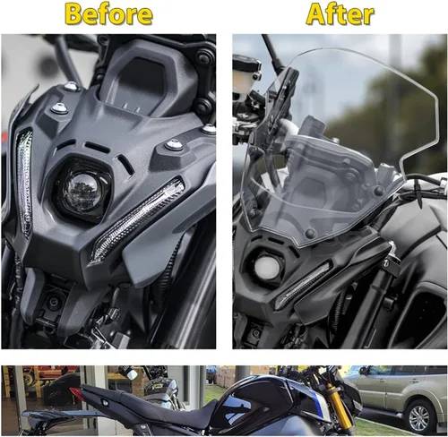 Vista 5 de Accesorios de motocicleta Deflectores de viento 2021 2022 2023 Parabrisas compatible con Yamaha MT-09 FZ-09 MT09 FZ09 SP MT FZ 09 (Color izquierda)