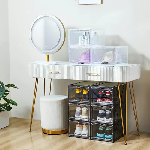 Vista 4 de ZLLZUU Organizador de Zapatos Cajas de Almacenamiento de Zapatos, Paquete de 6 Cajas de Zapatos Grandes con Puerta Frontal Abatible con Puerta