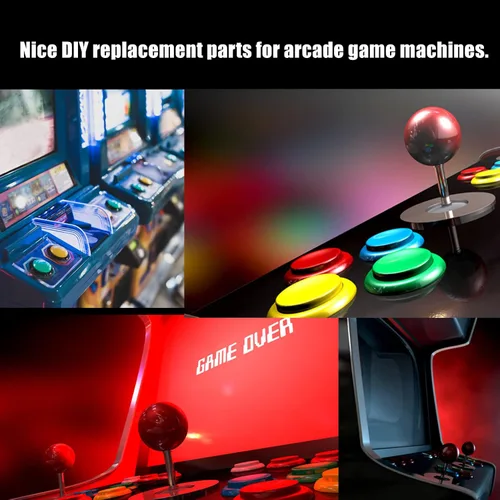 Vista 8 de Walfront Joystick Arcade, joystick duradero de estilo americano de 48 vías con piezas de repuesto de microswitch para máquina de juegos de arcade