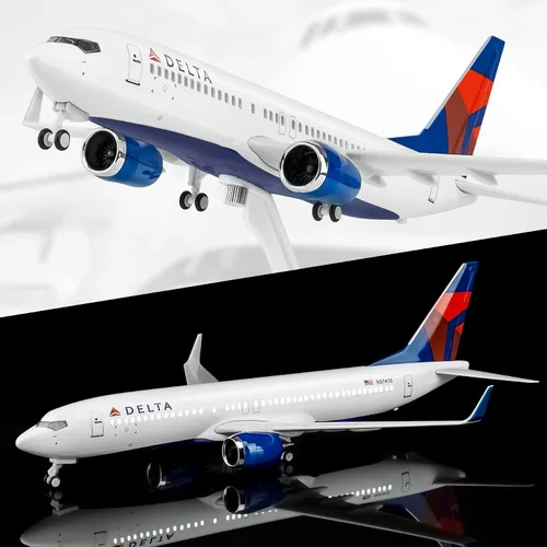 Vista 3 de Joylludan 1:130 Delta Plane Modelo Aleación Diecast Aviones con luz LED