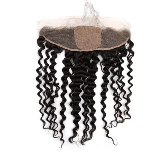Vista 11 de Un donante de grado superior 13x4 base de seda cierre frontal de encaje cabello humano con cabello de bebé ondulado brasileño virgen cierre de pelo