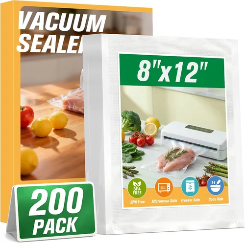 Vista 11 de FUNFERY Bolsas selladoras al vacío para alimentos, galones precortados de 11 x 16 pulgadas, cuarto de galón de 8 x 12 pulgadas, pinta de 6 x 10