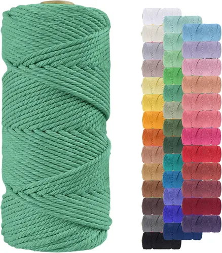 Vista 138 de Cordón de macramé de 0.079 pulgadas, cuerda de algodón natural de 109 yardas, hilo de cuerda de macramé para manualidades, ganchos de pared