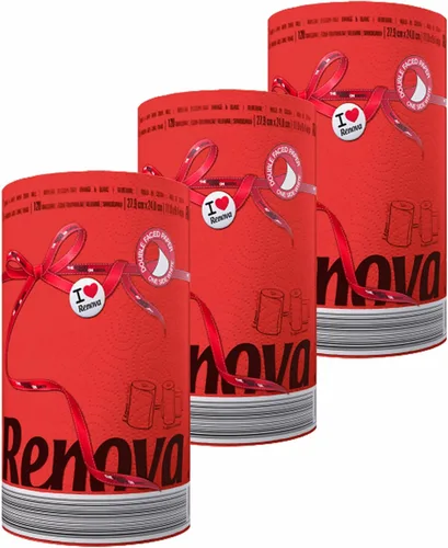 Vista 9 de Renova - Juego de rollos de toallas de papel, 2 rollos, 2 capas, 120 hojas altamente absorbentes, eleva tu imagen con estilo profesional y Amarillo