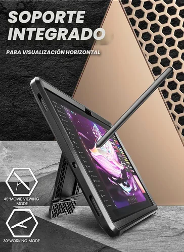 Vista 3 de SUPCASE - Funda para Samsung Galaxy Tab S10 Plus de 12.4" 2024 con soporte, color negro Built-in Screen Protector, S Pen Holder, Full-Body Heavy