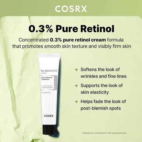 Vista 2 de COSRX Crema de retinol al 0.3%, 0.67 onzas, crema antienvejecimiento para ojos y cuello con tratamiento retinoide para reafirmar la piel, reducir