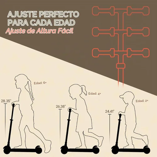 Vista 2 de Mini scooter negro de 3 ruedas para niños, inclinado para dirigir con ruedas con luces LED, manubrio ajustable, cubierta antideslizante ancha