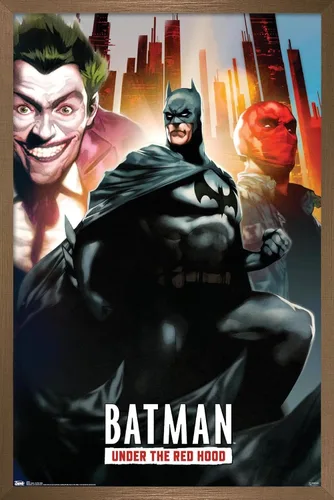 Vista 15 de Trends International DC Comics - Póster de pared de Batman con capucha roja, 14.725 x 22.375 pulgadas, versión enmarcada de madera de granero