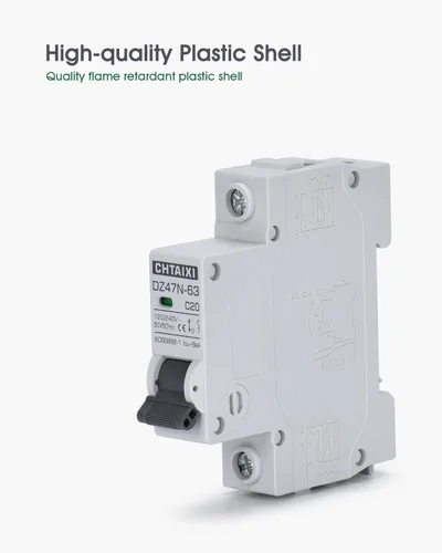 Vista 5 de Interruptor de Circuito en Miniatura AC, Interruptor de Circuito de 6 Amperios 120V/240V de 1 Polo Montaje en Riel DIN, Interruptor de Desconexión