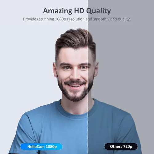 Vista 5 de NexiGo HelloCam, cámara web 1080P con Windows Hello, verdadera privacidad, obturador electrónico automático, cámara de computadora, micrófono