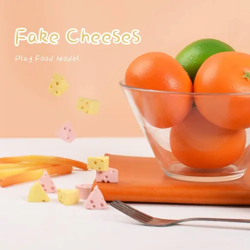 Vista 4 de Quesos falsos Simulación Alimentos Artificiales Jugar Alimentos Modelo Cocina Decoración 40 pcs