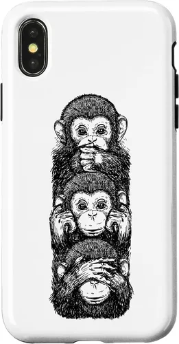 Vista 5 de Three Wise Monkeys See No Evil Hear No Evil Speak No Evil Case for iPhone 16