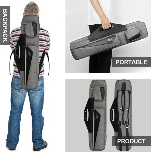 Vista 6 de Pool Cue Case 4x4 with Backpack Straps Carrying Case for 4 Pool Cues