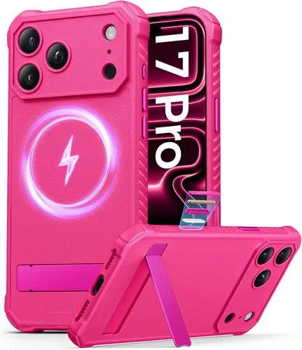 Vista 10 de ASAFCASE - Funda para iPhone 17 Pro con soporte, compatible con MagSafe, color negro Camera Control Button, Military Grade Shockproof, Full Camera