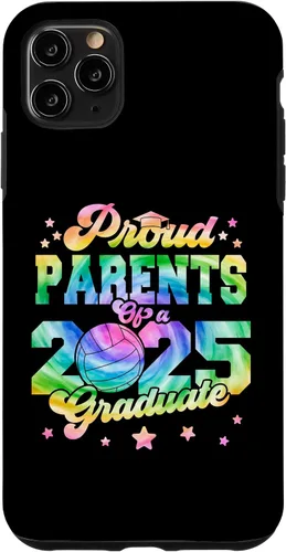Vista 13 de iPhone 16 Parents of a 2025 Graduate Tie Dye Graduation VolleyBall Case