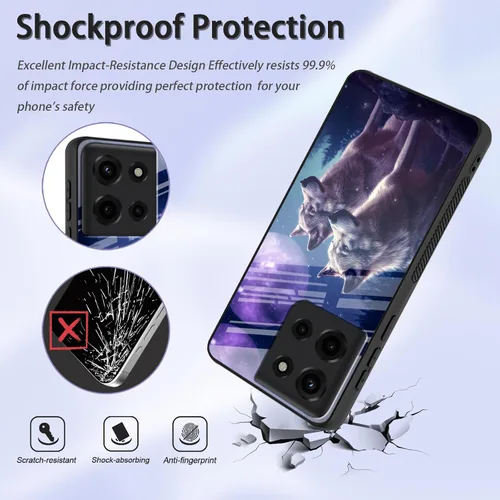 Vista 12 de Funda para Motorola Moto Edge 2022, cubierta trasera de vidrio templado con protector de pantalla, funda protectora a prueba de golpes para Motorola