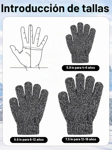 Vista 3 de Cooraby 3 pares de guantes de invierno para niños, gruesos y cálidos