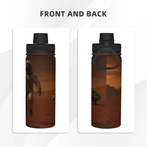 Vista 3 de Astronaut - Hervidor de agua aislado de acero inoxidable Impresión divertida botella de agua aislada Ideal para deportes y viajes