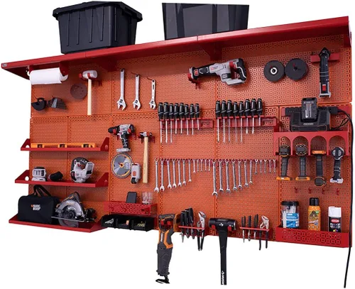 Vista 4 de OmniWall Weekend Warrior XL - Sistema de organización de pared de metal (negro/azul)