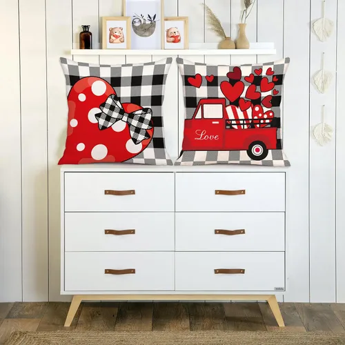 Vista 4 de Geefuun 4 fundas de almohada decorativas para el día de San Valentín, 18 x 18 pulgadas, decoración de regalo para sofá