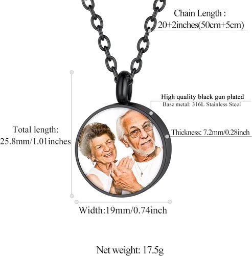 Vista 161 de FindChic Collares personalizados con urna para cenizas, barra vertical, gato, luna, reloj de arena, garra de perro, acero inoxidable, chapado en oro