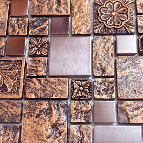 Vista 3 de Muestra de azulejo de pared de Backsplash de mosaico de resina metálica