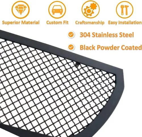 Vista 8 de Rejilla frontal superior negra de malla inoxidable para rejilla de rejilla de inserción de estilo se adapta a Dodge Charger SXT/SE