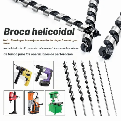 Vista 6 de Juego de brocas de barrena de barco de 1-1/2 pulgadas x 12 pulgadas de largo para madera Broca de taladro hexagonal para madera blanda y dura