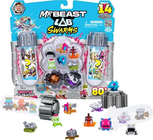 Vista 8 de MrBeast Lab Swarms Battle Fusion Series, recoge más de 80 enjambres únicos de 1 pulgada (1.0 in), el paquete de laboratorio incluye 6 micro bestias