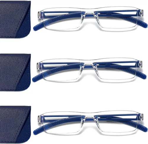 Vista 12 de Viseng Gafas de lectura y gafas de sol 3 en 1 con luz azul, lectores ultraligeros sin montura para hombres y mujeres, visión HD para interiores