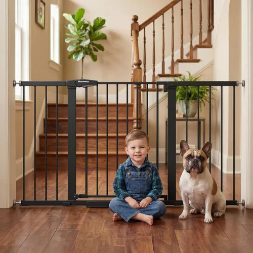 Vista 11 de Mumeasy Puerta de bebé extra ancha de 29.7 a 51 pulgadas para escaleras, puerta para perros de interior extra larga para puertas, puerta para niños