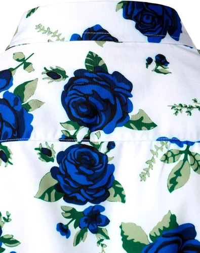Vista 5 de ZEROYAA Camisas de vestir de manga larga con botones y estampado 3D para hombre, diseño urbano