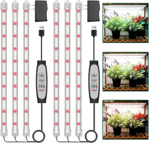 Vista 9 de Tiras de luz de cultivo de 2 barras para plantas de interior, luces de plantas de espectro completo de 16 pulgadas, luces de crecimiento similares