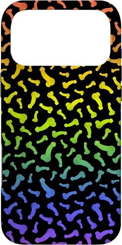Vista 22 de Funda negra con diseño de pene o polla arcoíris para iPhone 17