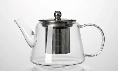 Vista 3 de Tetera de vidrio de borosilicato de 25 onzas (25.4 fl oz) con infusor de acero inoxidable extraíble con caja de regalo, tetera transparente