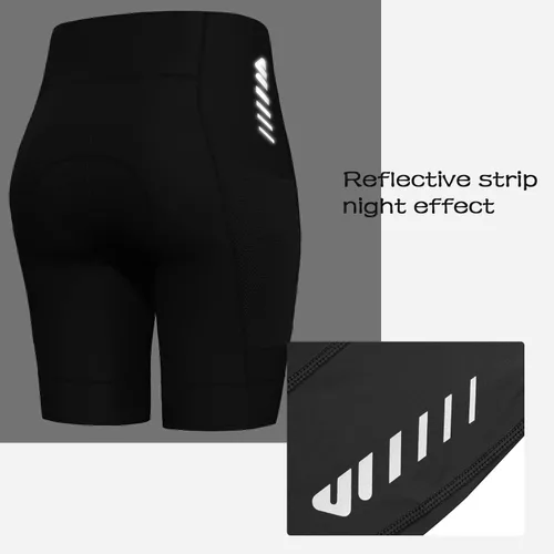 Vista 4 de Lo.gas Pantalones cortos de ciclismo para mujer, con relleno, almohadilla de gel 3D, pantalones cortos de ciclismo de cintura alta ergonómicos