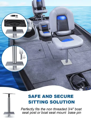 Vista 3 de MATINA Base de asiento de barco, pedestal y base de aluminio de 7 x 7 pulgadas con enchufe de poste de pasador de 3/4 pulgadas, accesorios de barco